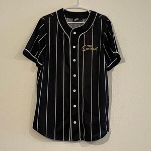 The Simpsons Black and White Striped Men's Baseball Jersey Size Medium